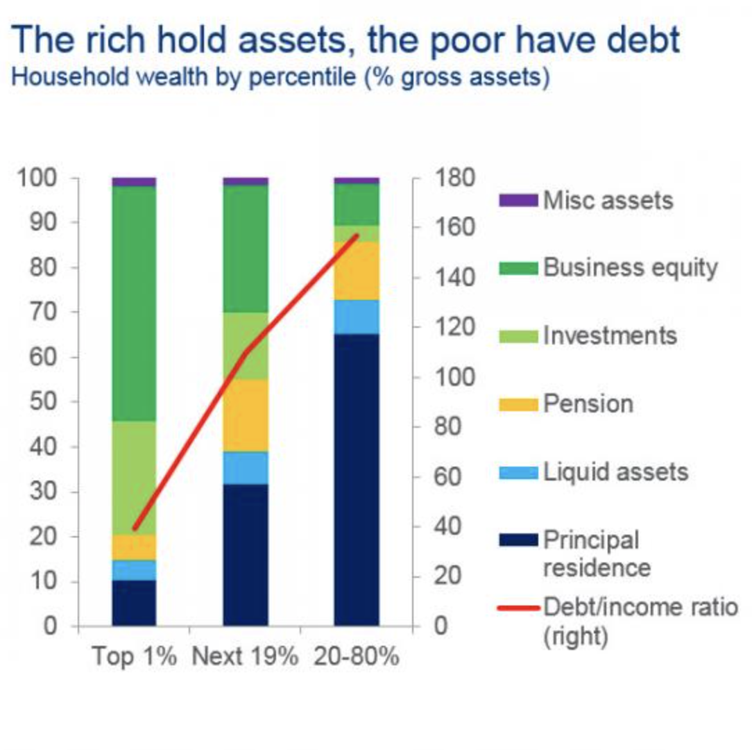 FIGURE 1.20 – WEALTH AND ASSETS PER WEALTH PERCENTILE Wealth And Assets Per Wealth Percentile (When The Majority Hurts)